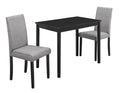3 Piece Black & Grey Linen Dining Chair Set D24305
