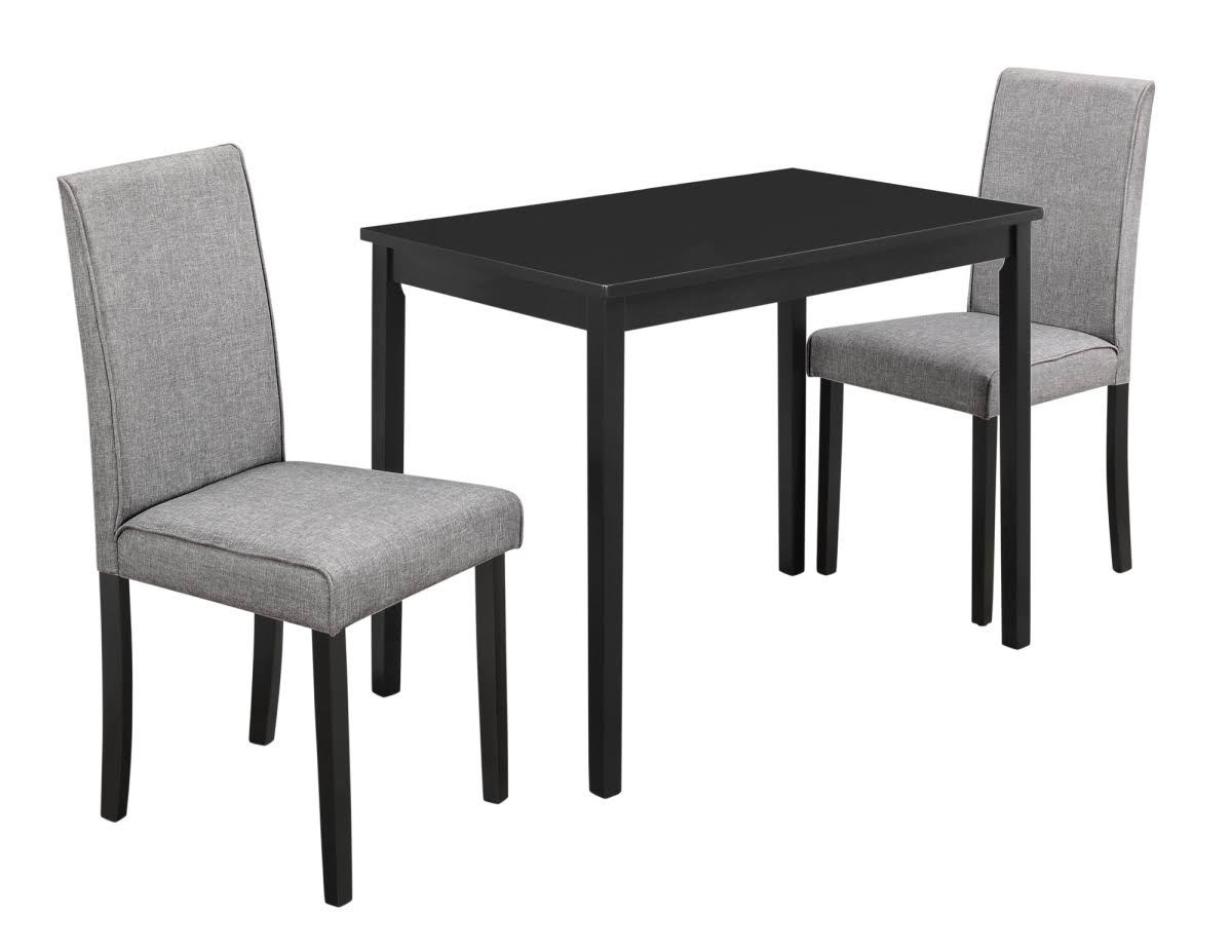 3 Piece Black & Grey Linen Dining Chair Set D24305