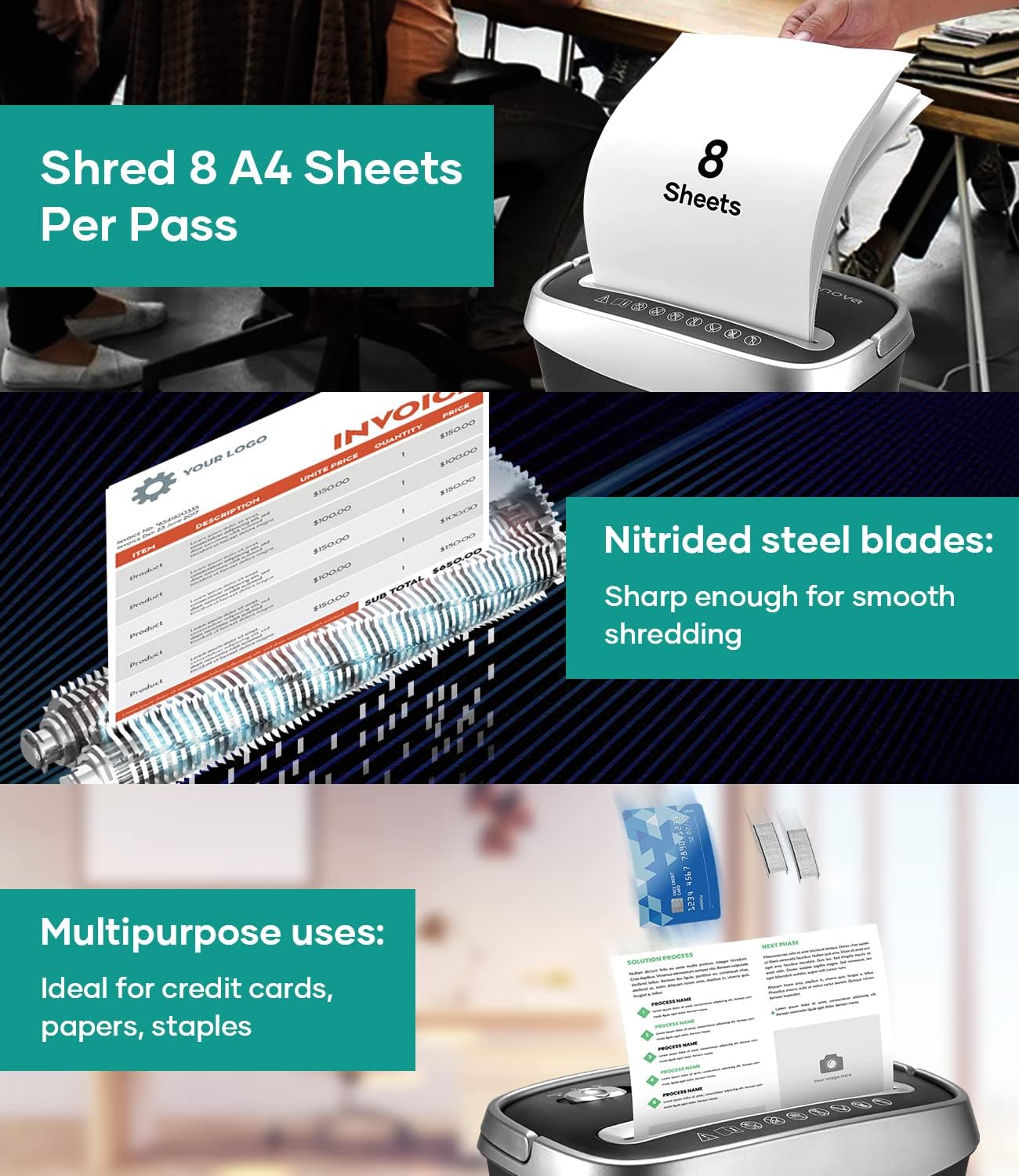 Cross-Cut Paper and Credit Card Shredder, 8-Sheet, Pack of 2 J4705