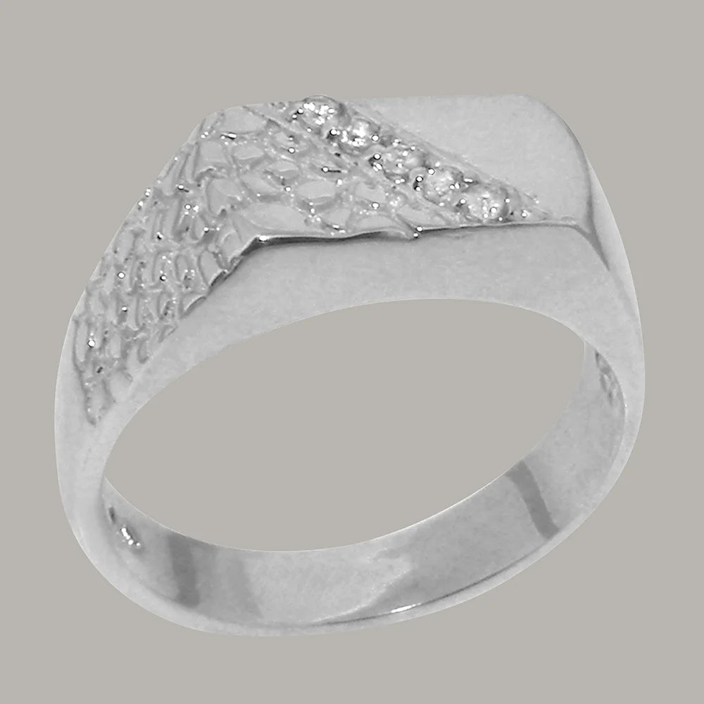 925 Sterling Silver Natural Diamond Mens Engagement Ring A442706