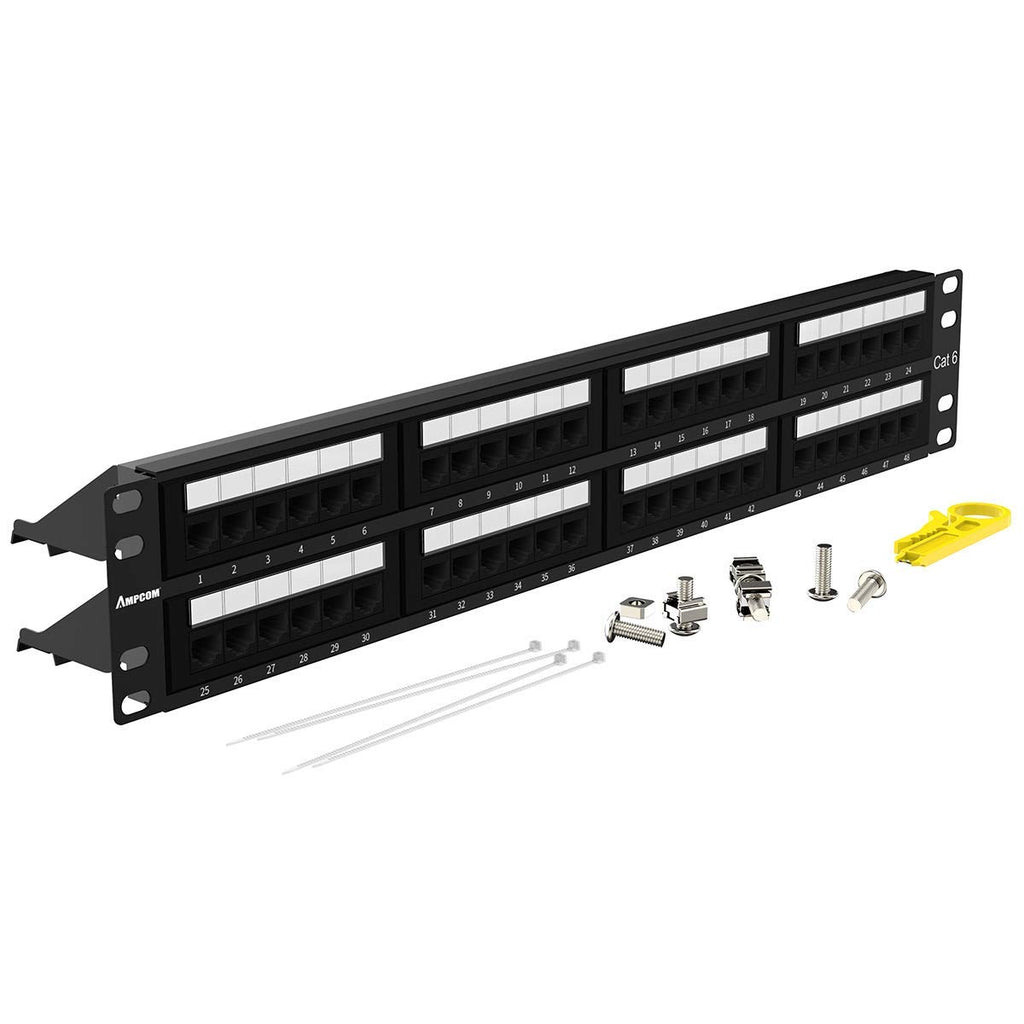CAT6 48 Ports Patch Panel, 2U, 19 inch, RJ45 Ethernet, Pack of 2 B83017