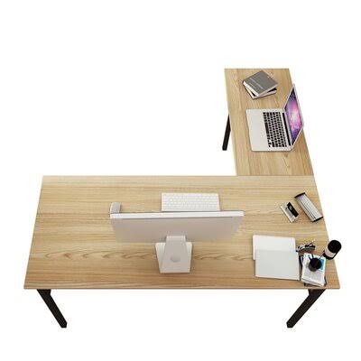 Teak/Black L-Shape Desk W349