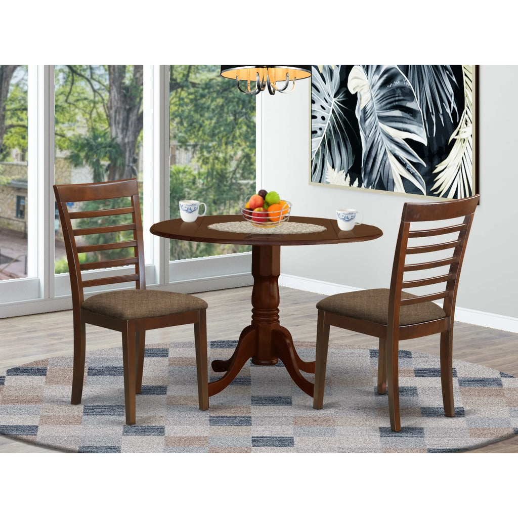 Mahogany Dining Set with Ladder Back Fabric Chairs O537