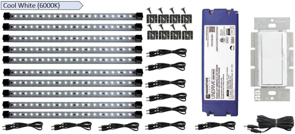 10 Panels Dimmable LED Under Cabinet Lights with 40W Transformer Y672371