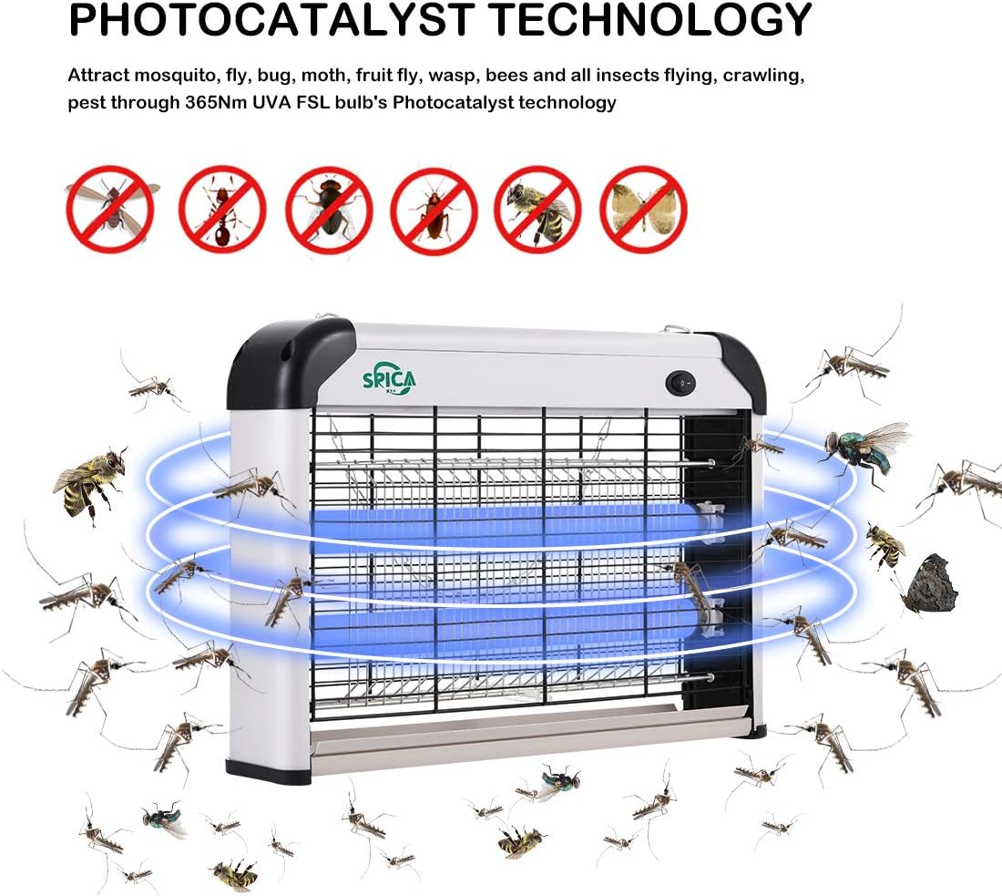 20W Electric Bug Zapper Insect Mosquito Killer with 2 Replacement UVA Light Bulbs, Pack of 2 L4176
