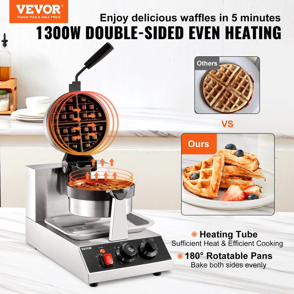 Round Waffle Maker 1300W Non-Stick Waffle Iron D92139