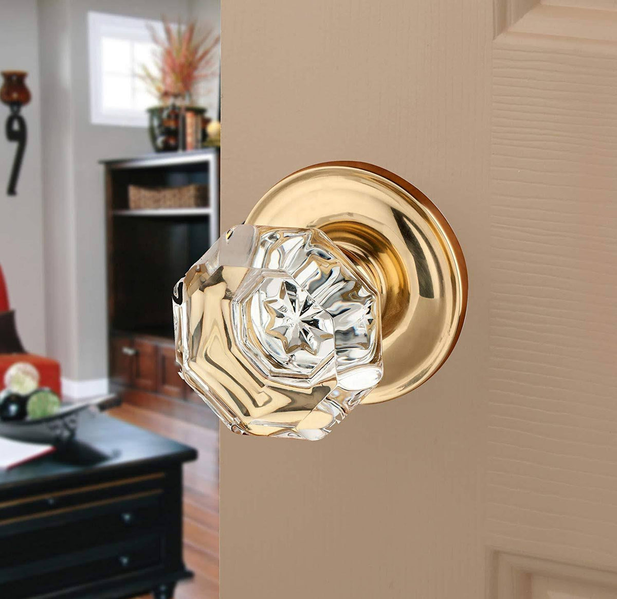 Polished Brass Crystal Style Door Knob O949