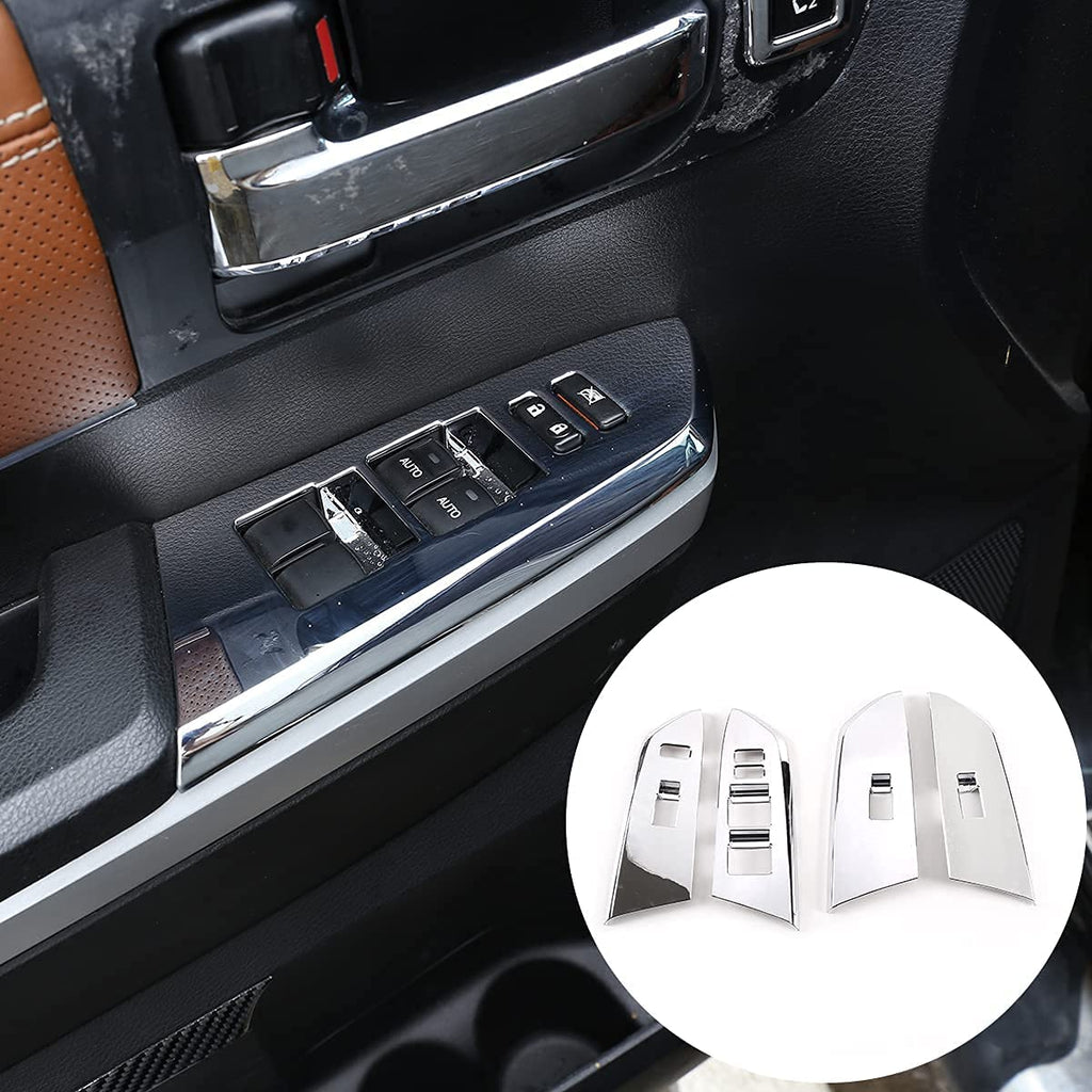Silver ABS Plastic Power Window Switch Button Covers F81915