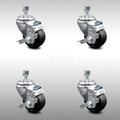 3 inch Soft Rubber Wheel Swivel Caster Set Brake E172261