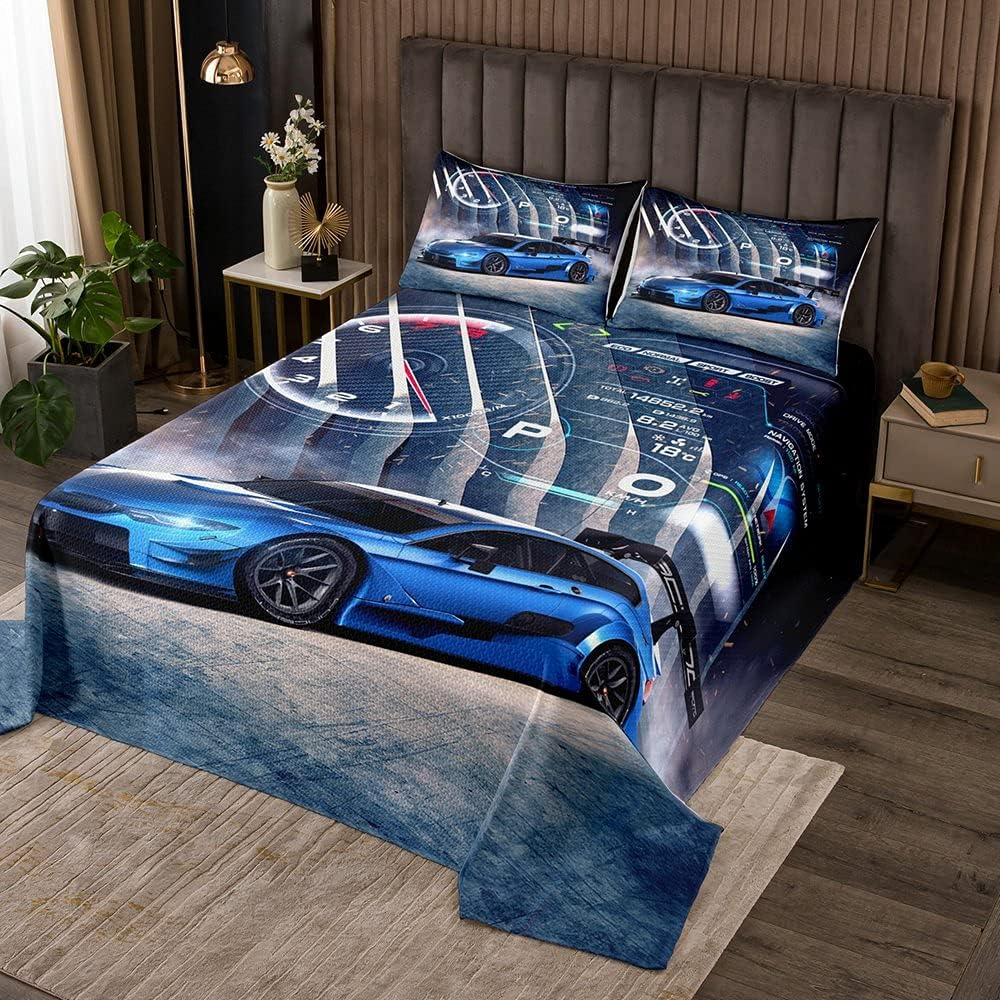 King Size Blue Race Car Bedding Set F8316