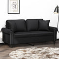 Black 55.1" Faux Leather 2-Seater Sofa I472598