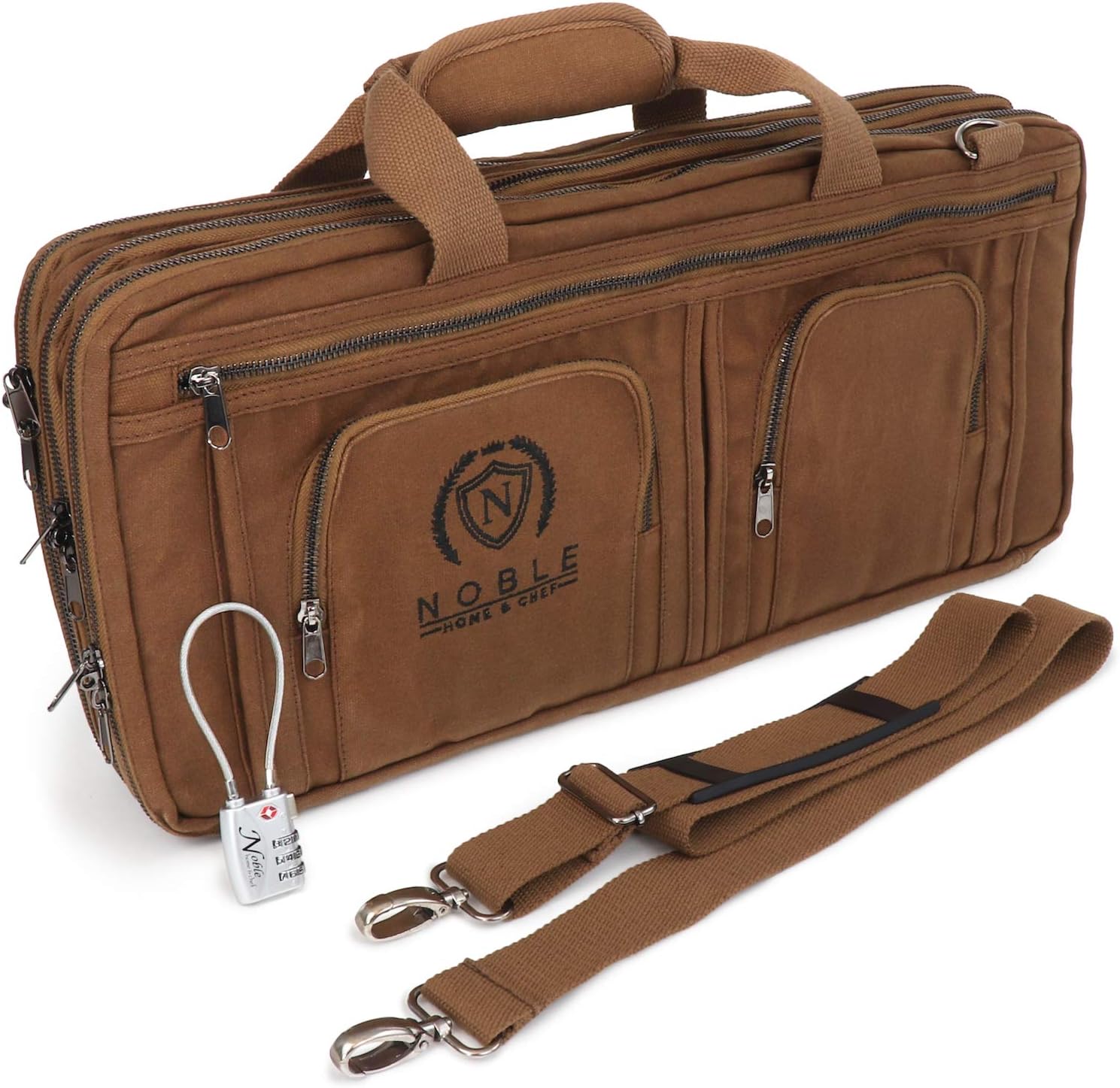 Waxed Canvas Chef Knife Bag Holds 19 Knives with Large Storage Compartments (Khaki) W1764