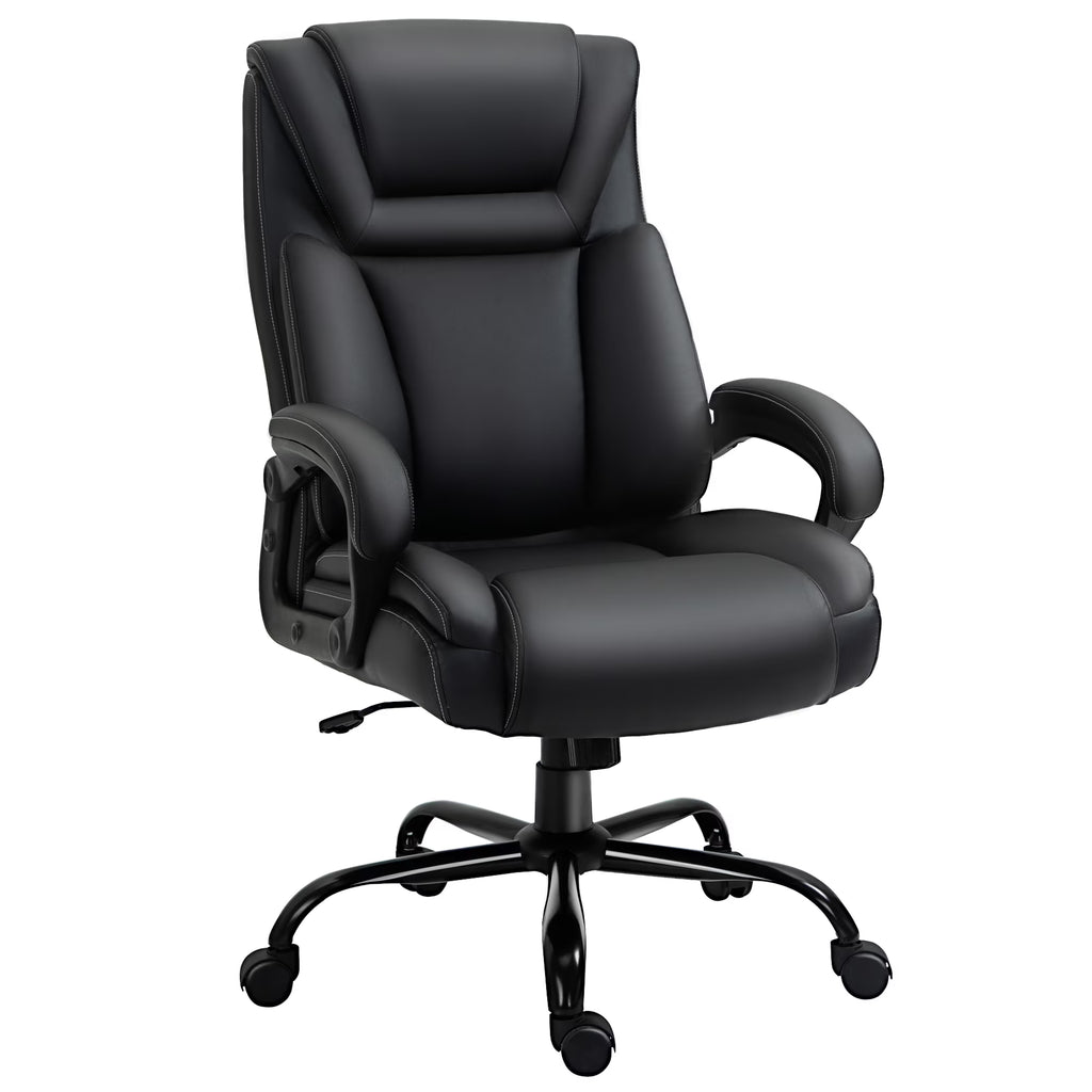 Big and Tall Executive Office Chair with High Back PU Leather, Black L593892