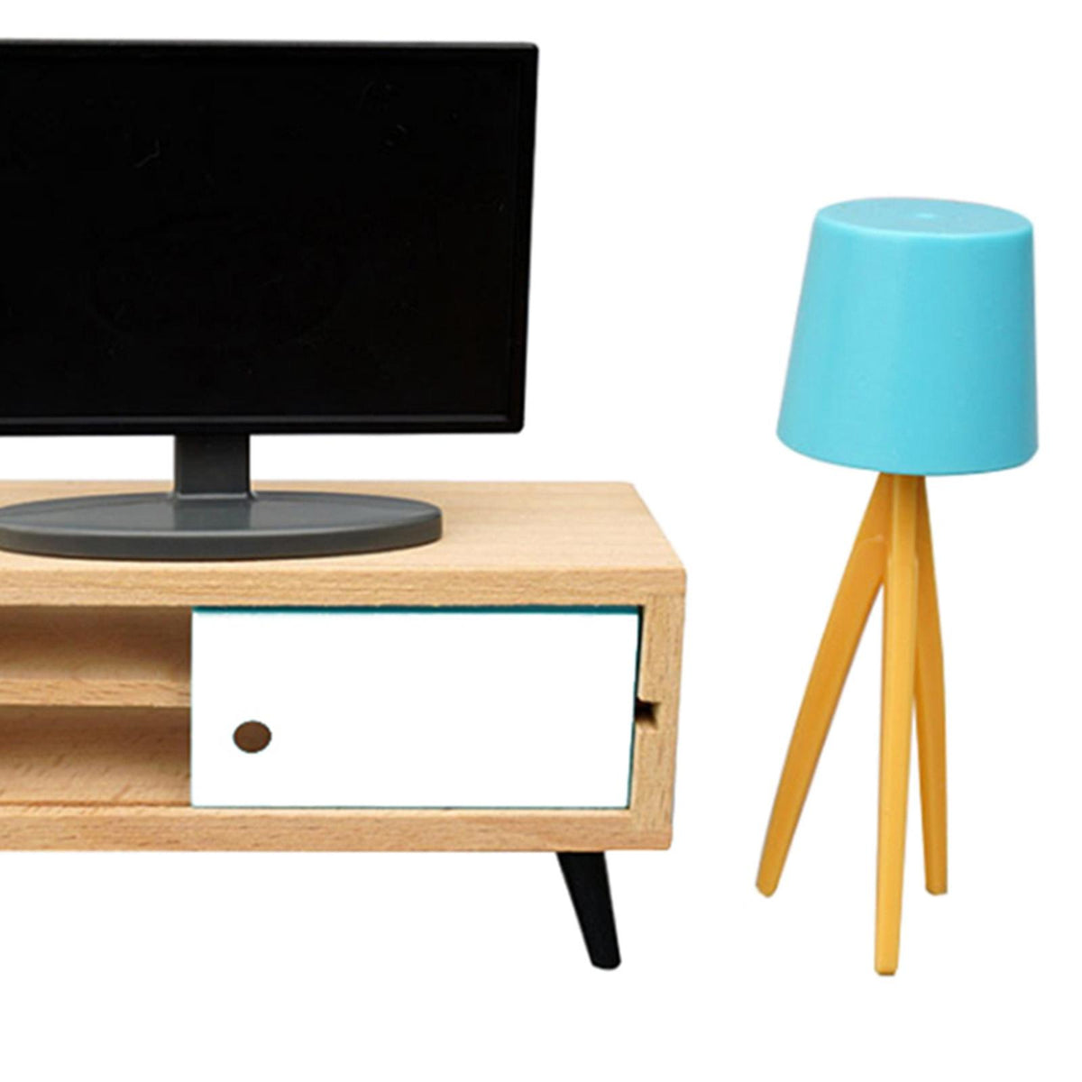 1:12 Scale Mini TV with Television Cabinet Dollhouse Furniture Y71896