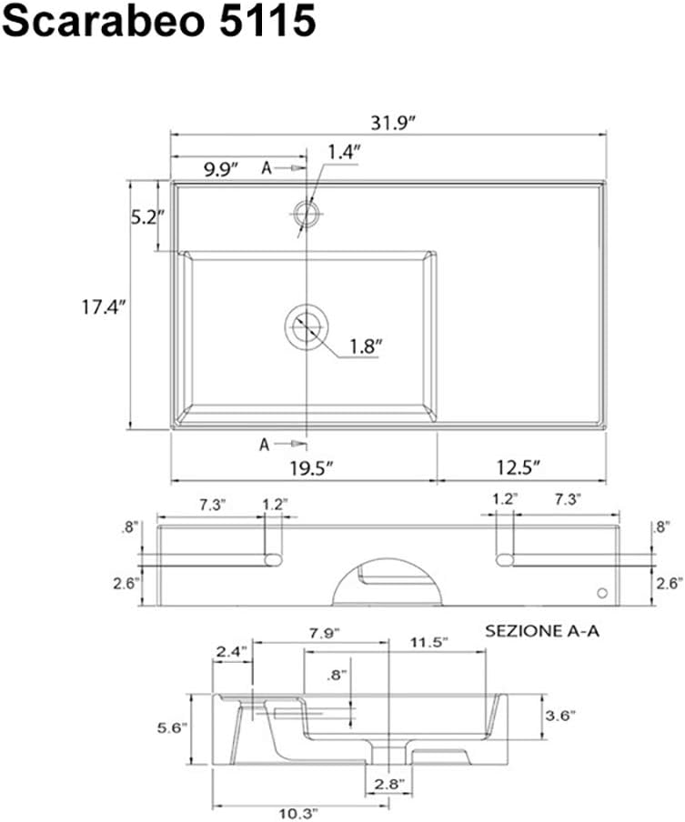 One Hole White Bathroom Sink R833