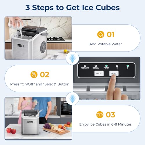 Stainless Steel Countertop Ice Maker Machine, 26.5Lbs/24H P62858