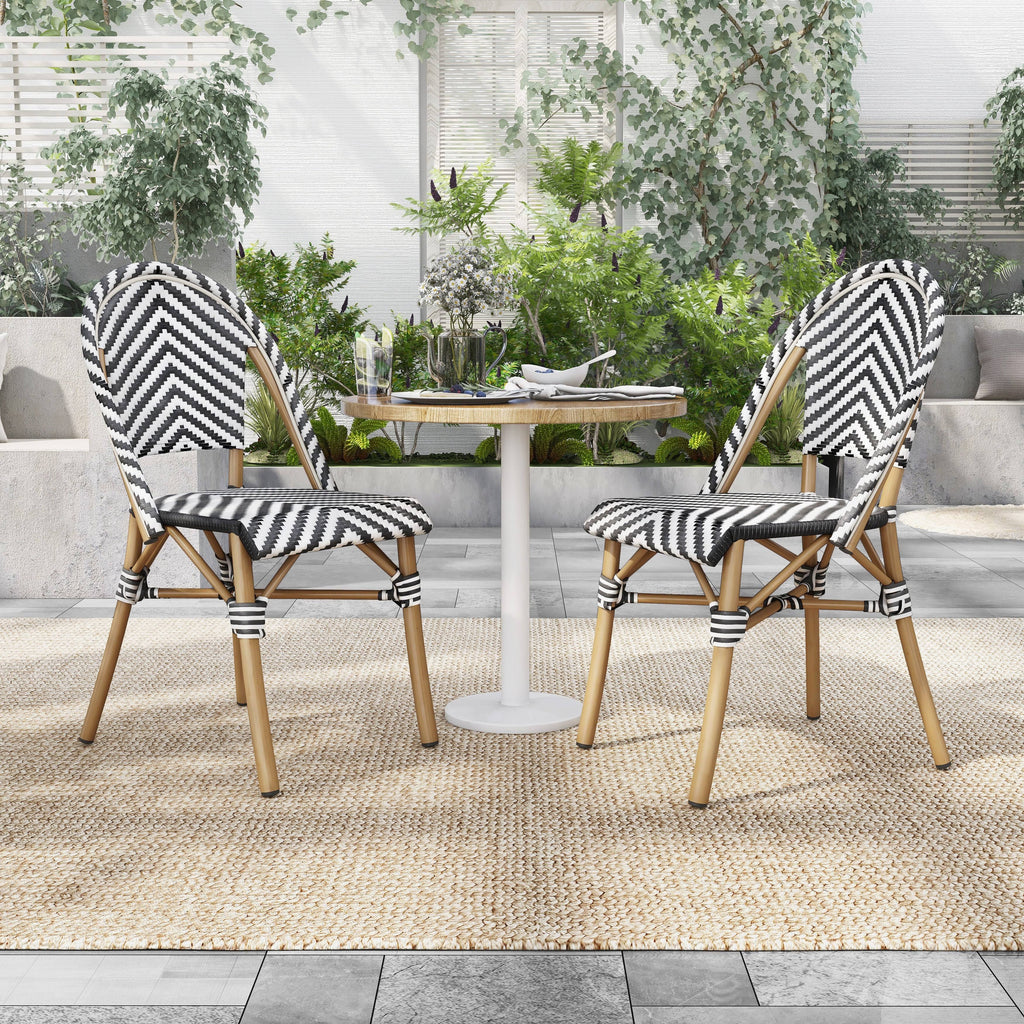 Grey Chevron Patterned Wicker Patio Chair C46423