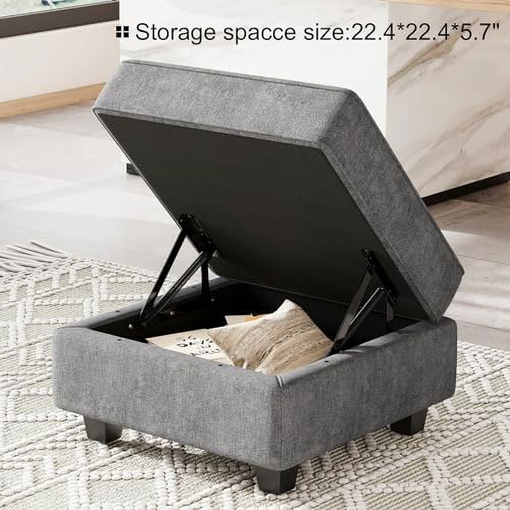 Black Fabric Modular Sectional Sofa with Ottoman N4719