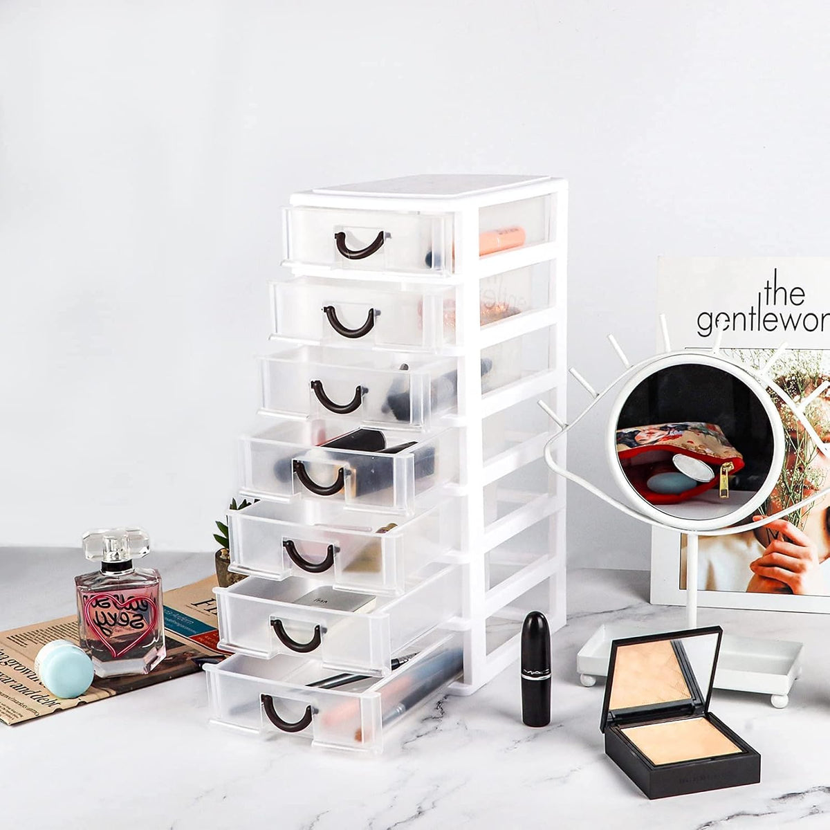 White 7 Clear Desktop Drawer Mini Organizer Box A34390