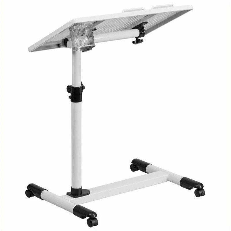 Adjustable Mobile Laptop Cart in White R8879