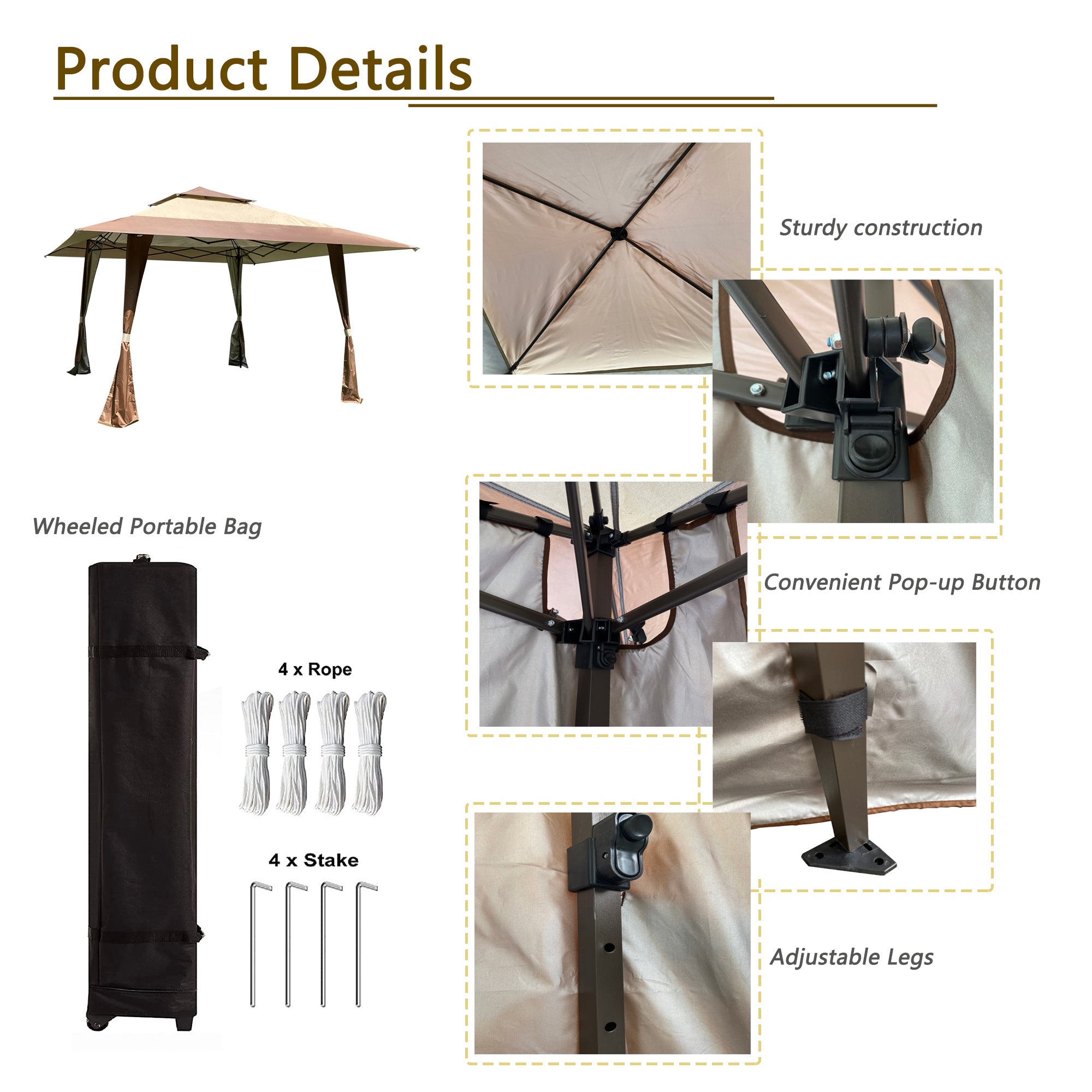 13x13 Ft Pop-up Gazebo Canopy Tent with Corner Curtain I1922