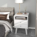 High Glossy 2 Drawer Wood Nightstand With Open Shelf Y139356