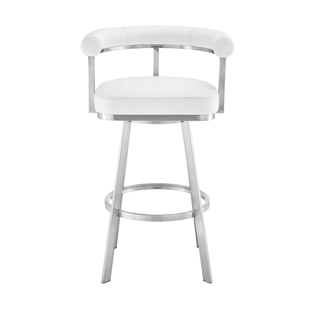 White/Chrome Swivel Counter Stool V32501