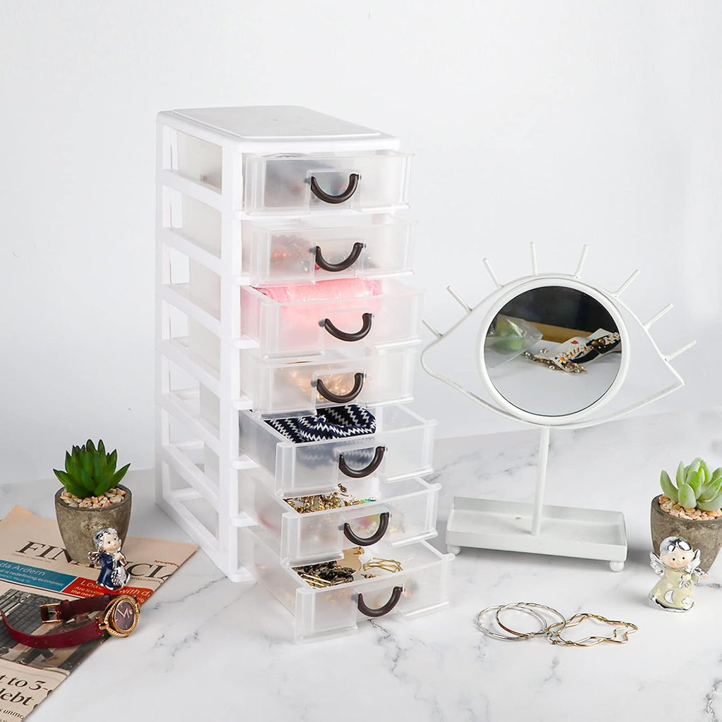White 7 Clear Desktop Drawer Mini Organizer Box A34390