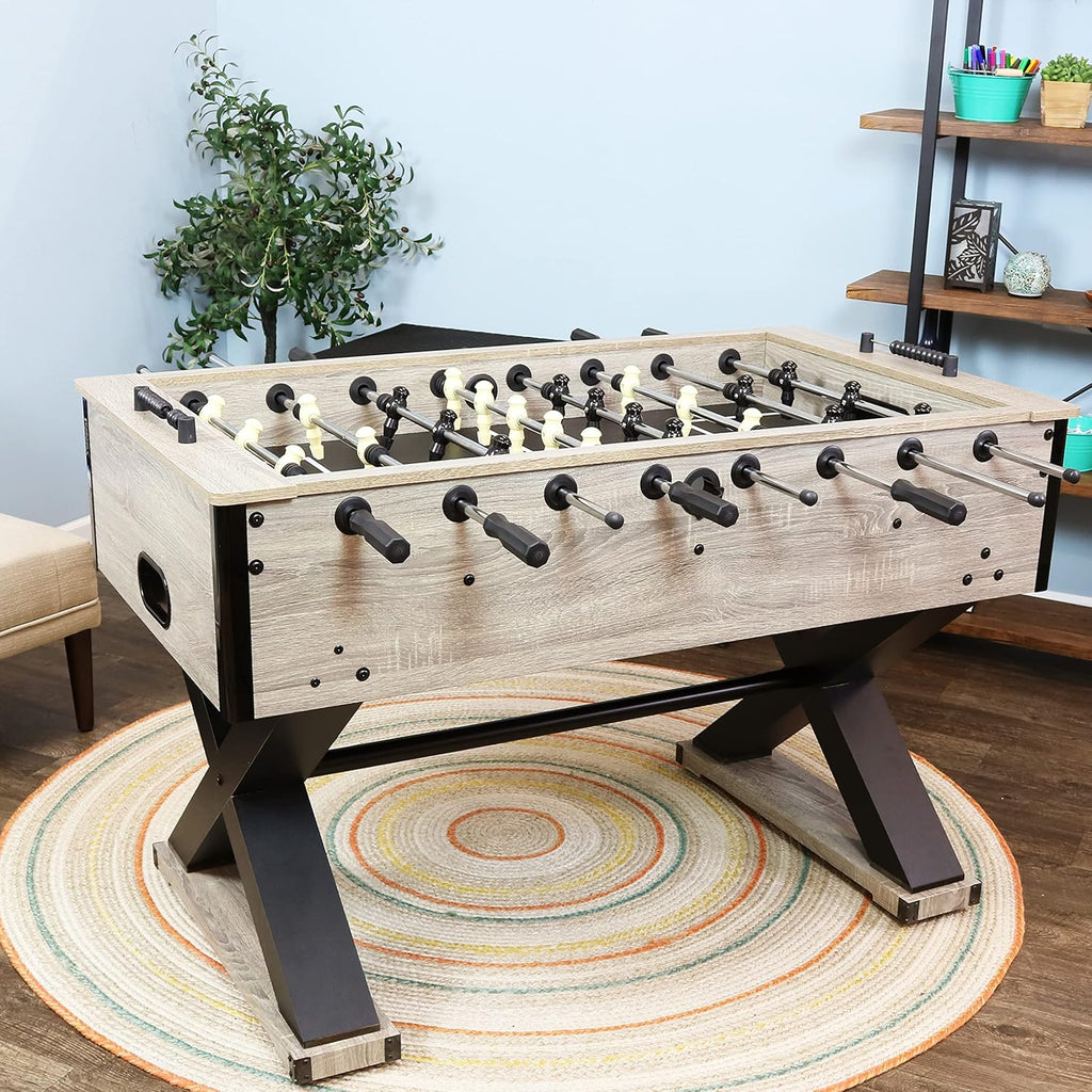 54.5-Inch Indoor Foosball Table with Gray Distressed Wood Look N846