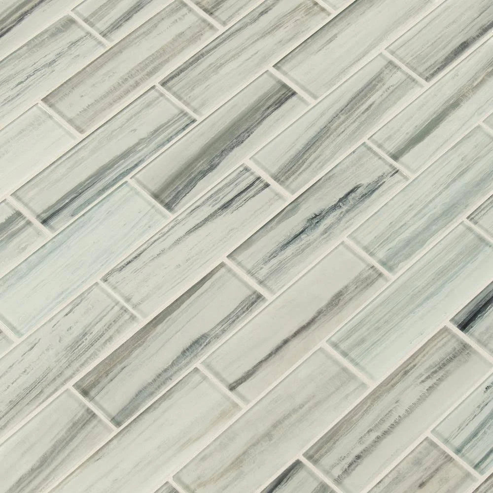 2 in. x 6 in. Subway 11.81 in. x 11.81 in. x 8mm Glossy Glass Mesh-Mounted Mosaic Tile Y95914