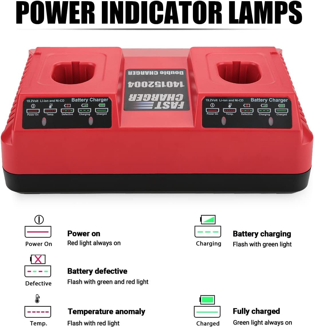 Dual Port Battery Charger for Craftsman C3 19.2-Volt Ni-Cd Lithium-Ion Battery Pack of 2 E39219