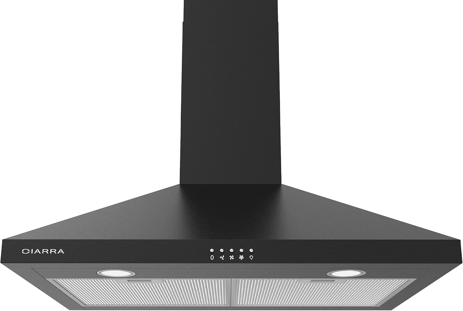 Black 30 inch 450 CFM Vent Hood with Push Button Control 3 Speed Exhaust Fan Ducted and Ductless Convertible S634660