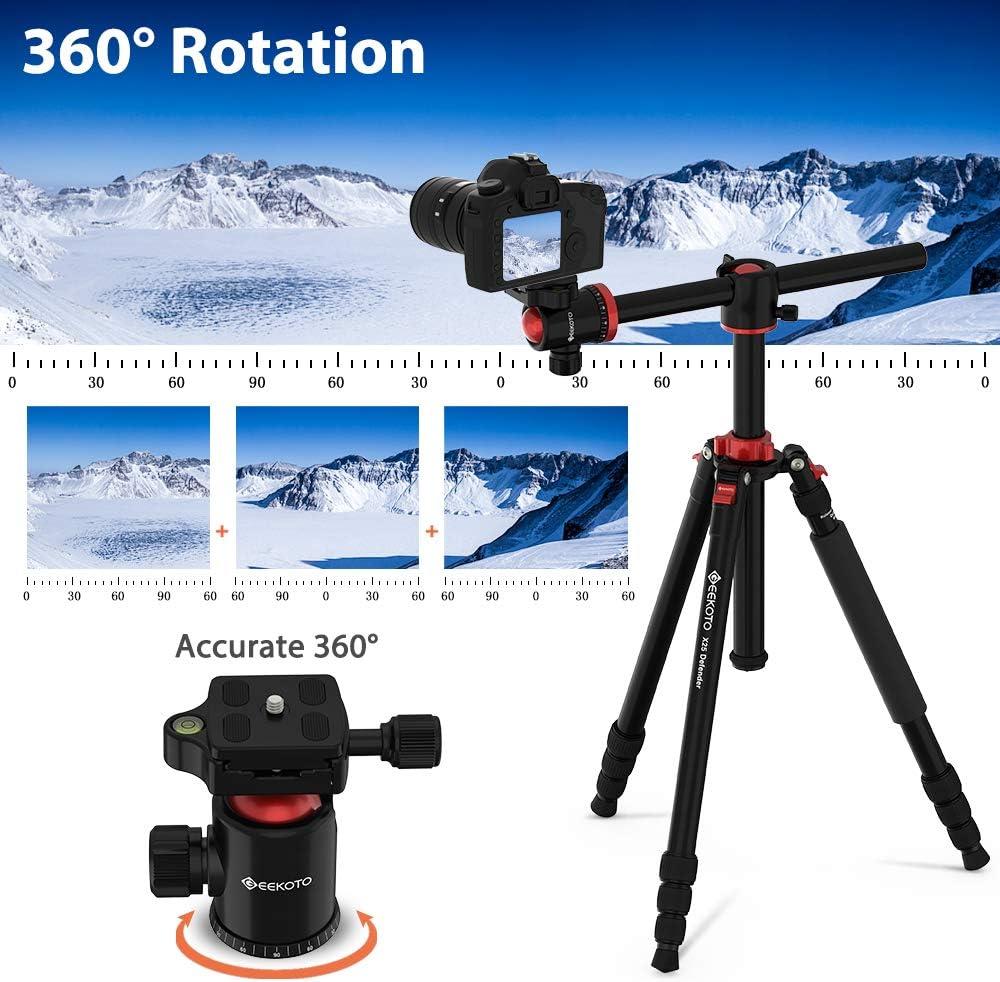 Aluminum Tripod with 360-Degree Ball Head and Rotatable Center Column, 75-Inch T265466