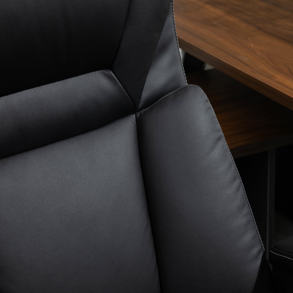 Big and Tall Executive Office Chair with High Back PU Leather, Black L593892