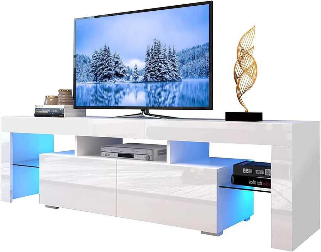 White High Gloss LED TV Stand with Storage Drawer Q2511