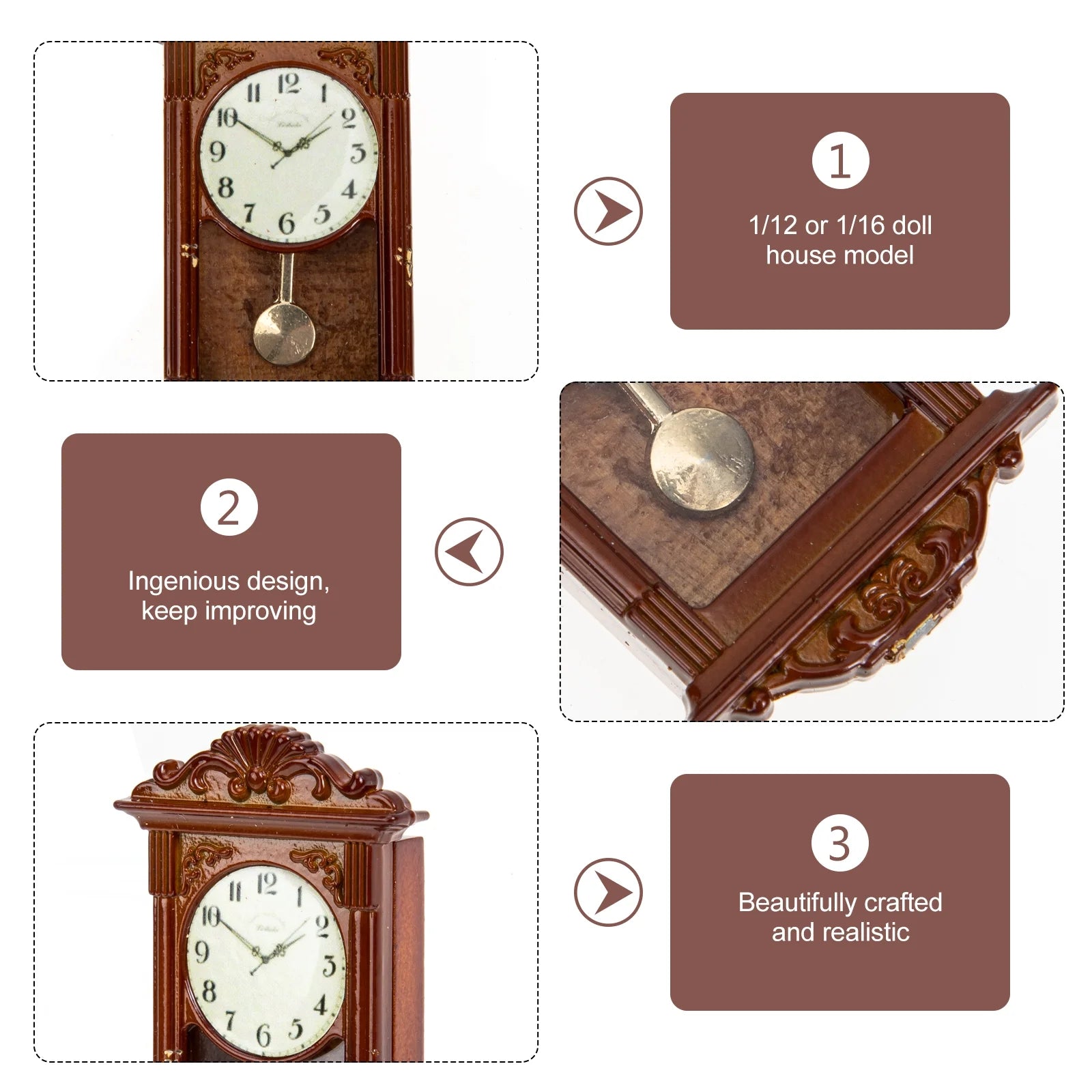 Metal Miniature Dollhouse Clock Y4470