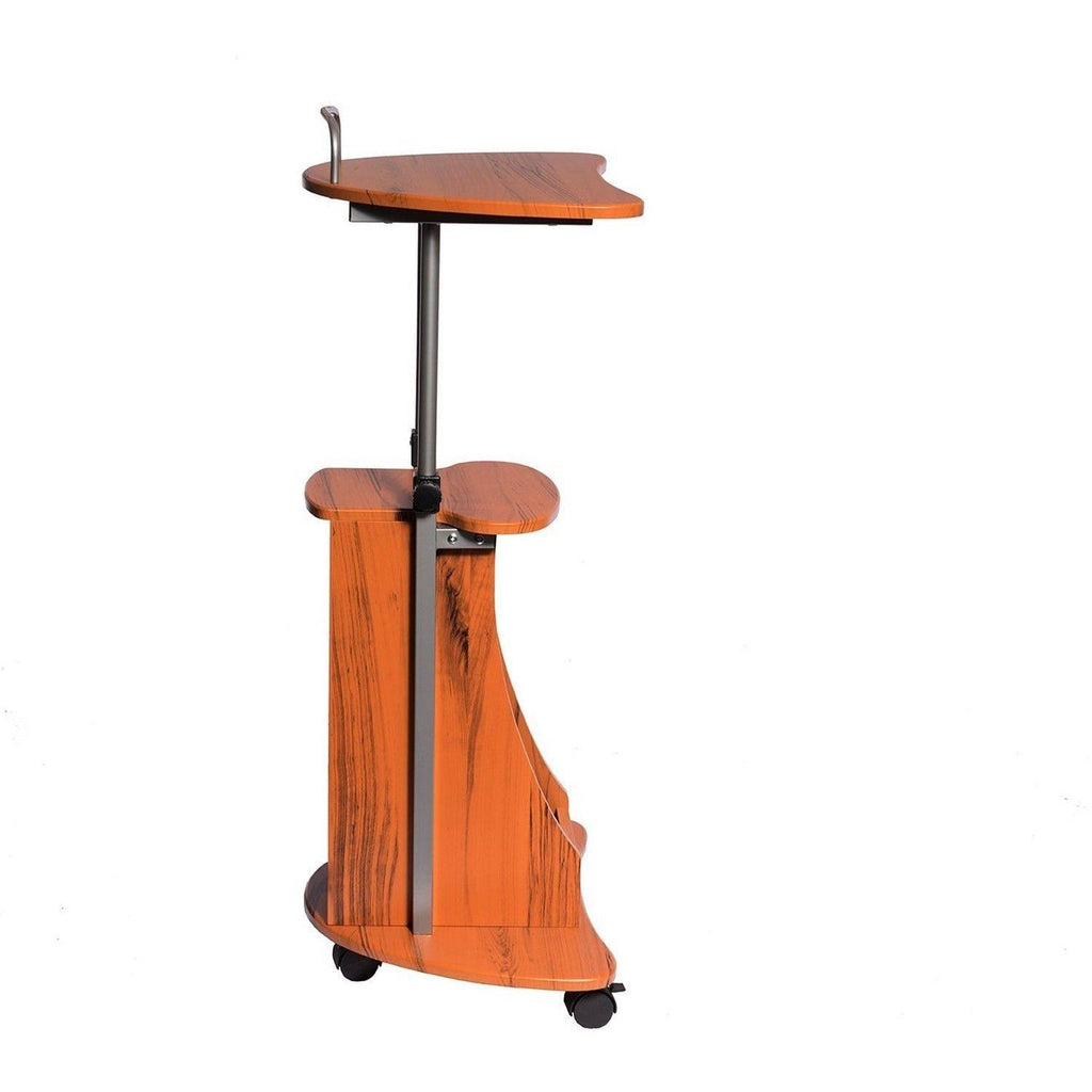 Woodgrain Adjustable Height Laptop Cart with Storage M75149