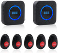 Wireless Call Button Nurse Alert System with 2 Number Display Plug-in Receiver, 5 Waterproof Transmitters K111