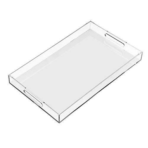 Clear Sturdy Acrylic Serving Tray with Handles D540632