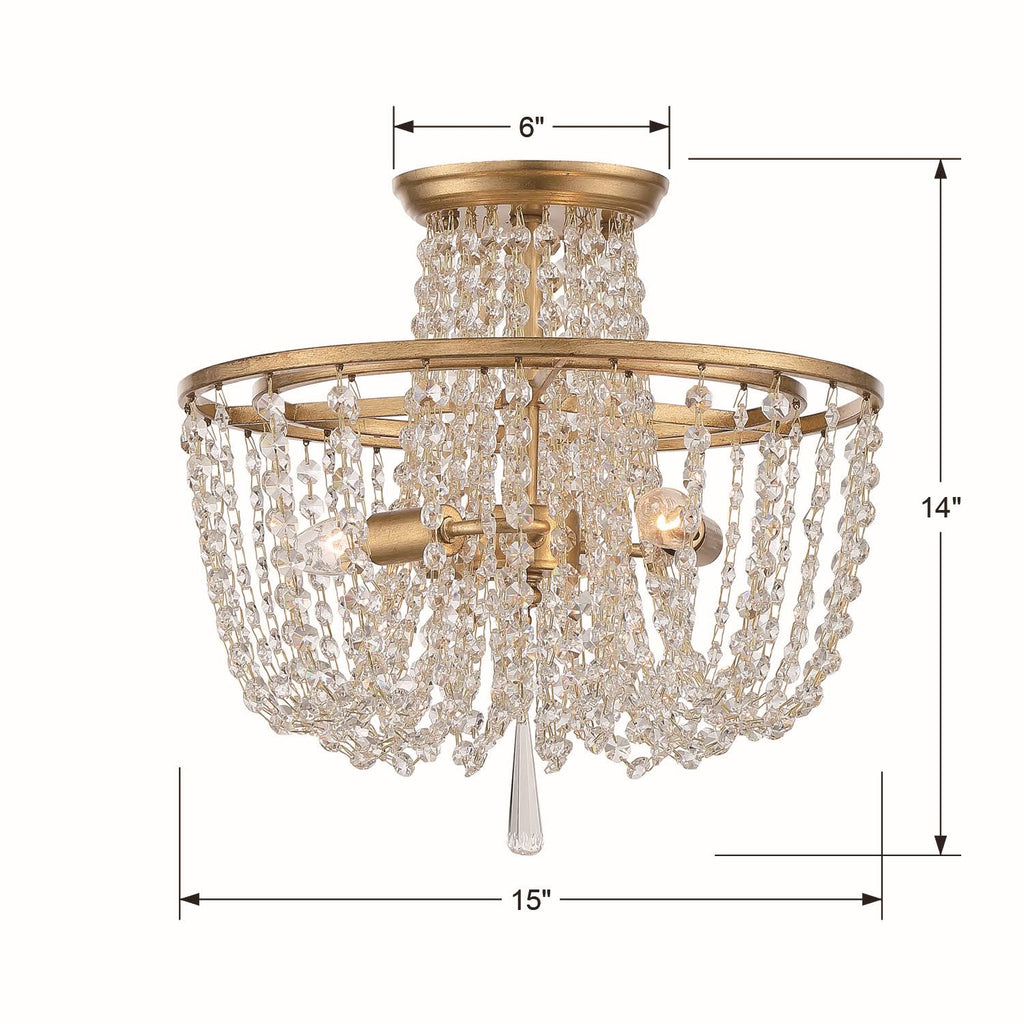 Antique Gold 3 Light Ceiling Mount A333099