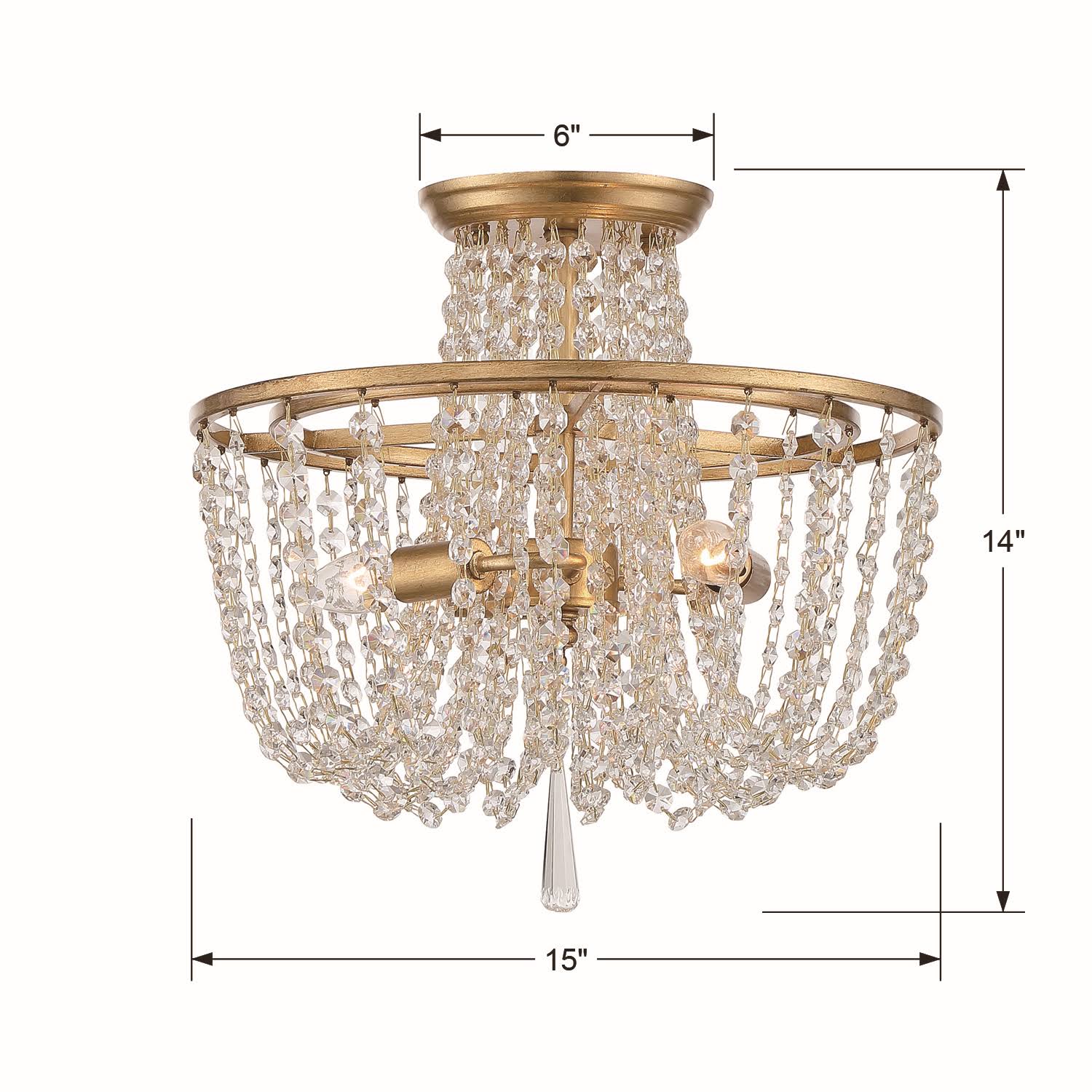 Antique Gold 3 Light Ceiling Mount A333099