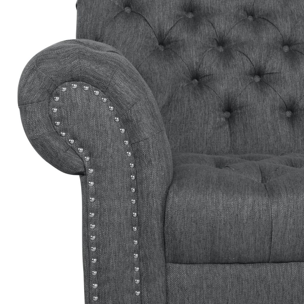 Charcoal Button Tufted Fabric 3 Seater Sofa C33972