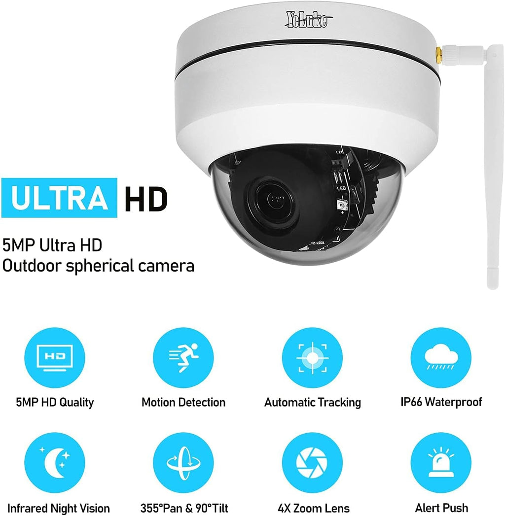 5MP PTZ WiFi Security IP Dome Camera with 5X Optical Zoom Y2130