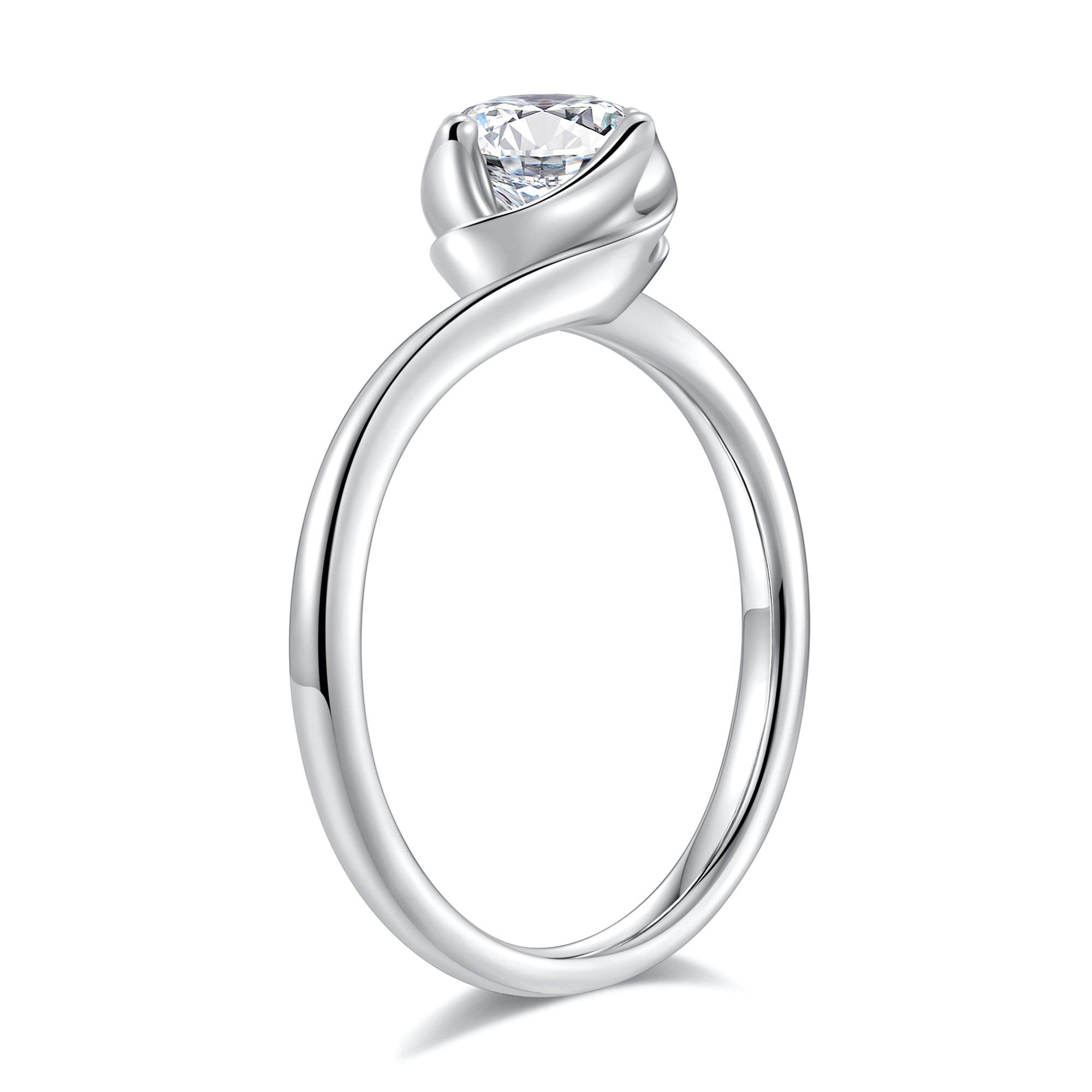1ct Solitaire Moissanite Engagement Ring 925 Sterling Silver Four-Prong Round Cut Ring X815