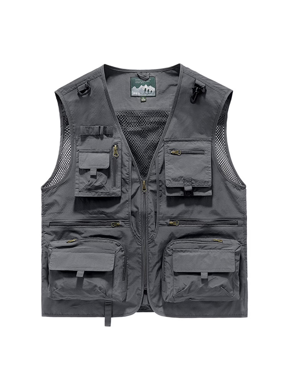 Grey Sleeveless Multi Pockets Fishing Travel Vest A775
