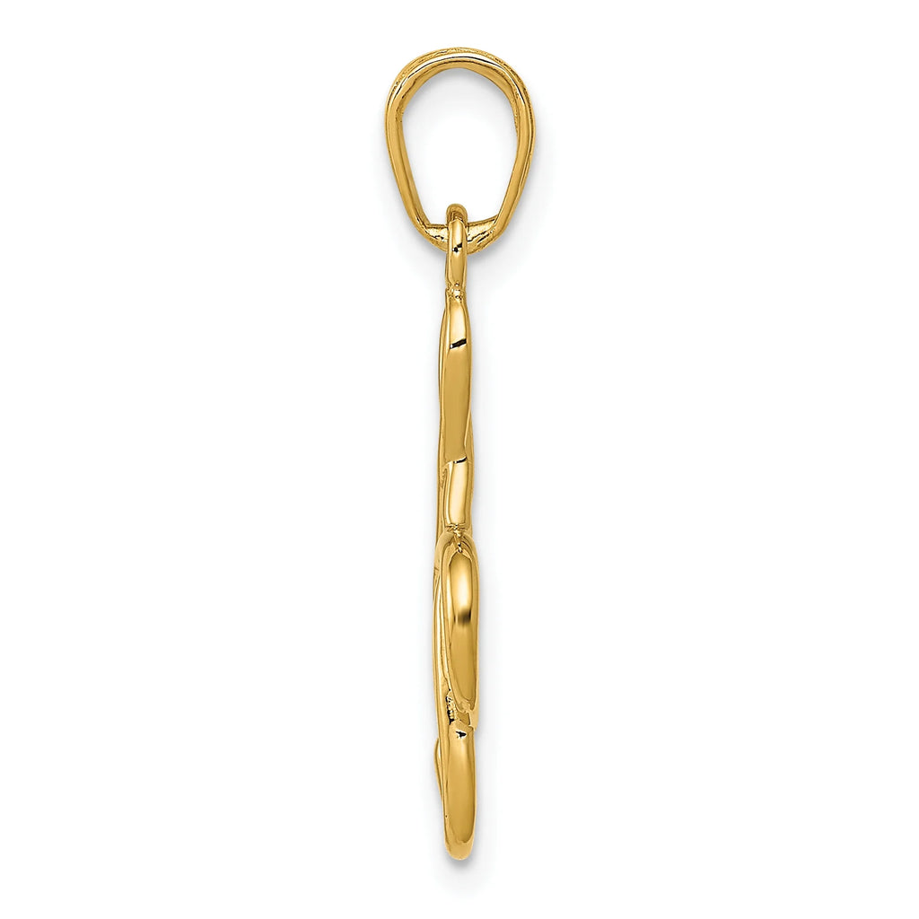 14K Yellow Gold Treble Clef Pendant Charm with Rope Chain Necklace 16'' L33071