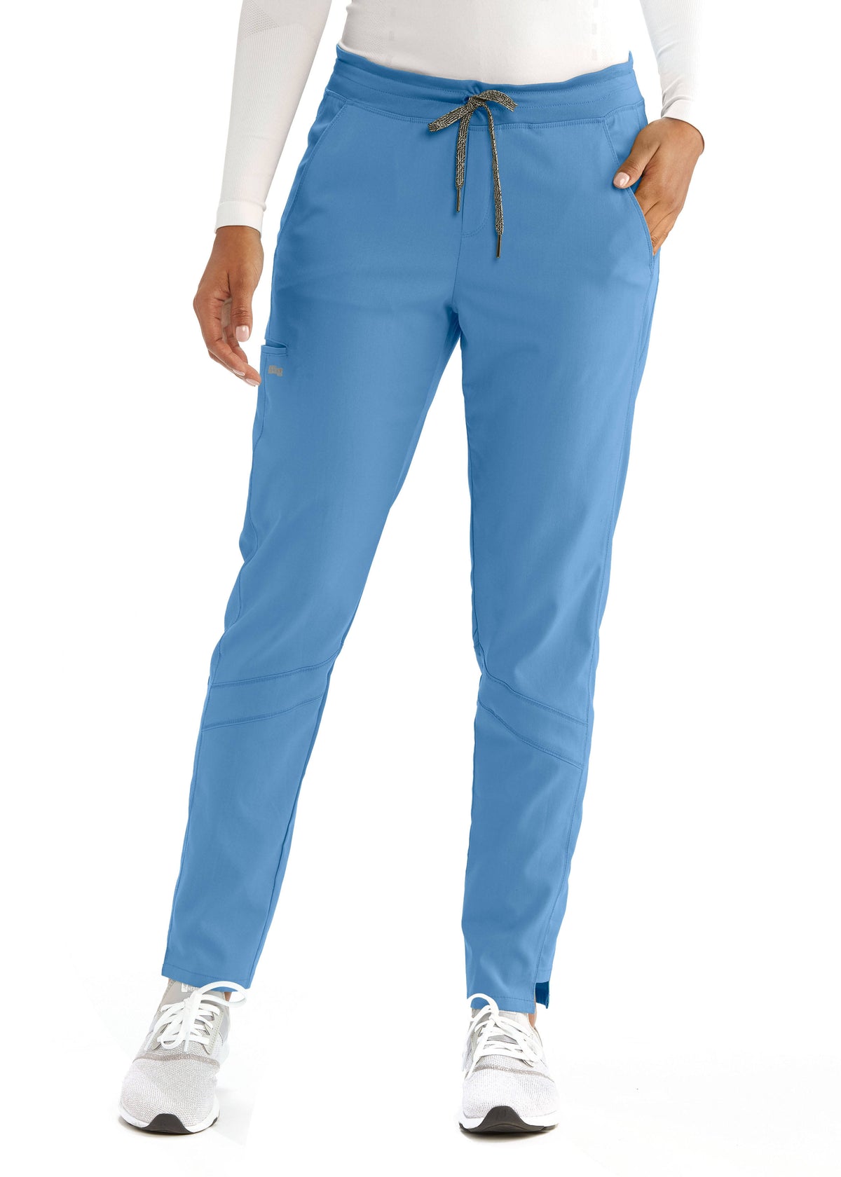 Grey Knit Waist Midrise Cargo Scrub Pant C487943