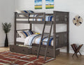 Twin/Twin Panel/Mission Bunk Bed with Dual Underbed Drawers in Slate Grey Finish Z346826