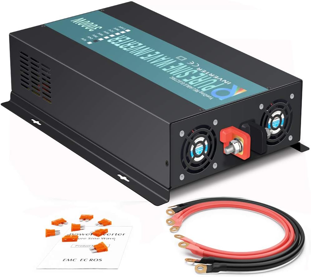 300W Pure Sine Wave Car Power Inverter 24VDC Black X6620