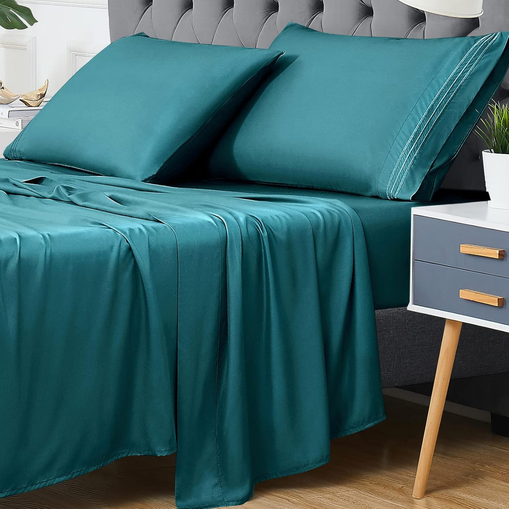 Teal Queen Size 4 PCS Bamboo Sheet Set N259810